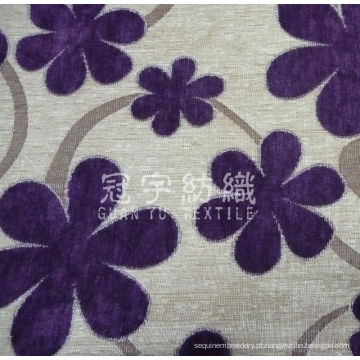 Tecido decorativo jacquard chenille com padrão floral